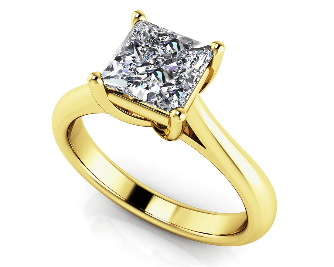 Princess Cut Solitaire Diamond Engagement Ring Lab-Grown Diamond  with 0.25 ct.(finished) 3.4mm