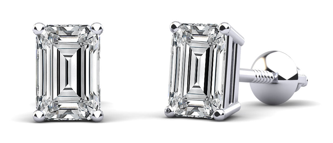 Classic Emerald Cut Diamond Stud Earrings Diamond  with 1.00 ct.(finished) 5x3mm