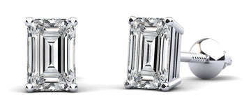 Classic Emerald Cut Diamond Stud Earrings Diamond  with 1.40 ct.(finished) 6x4mm