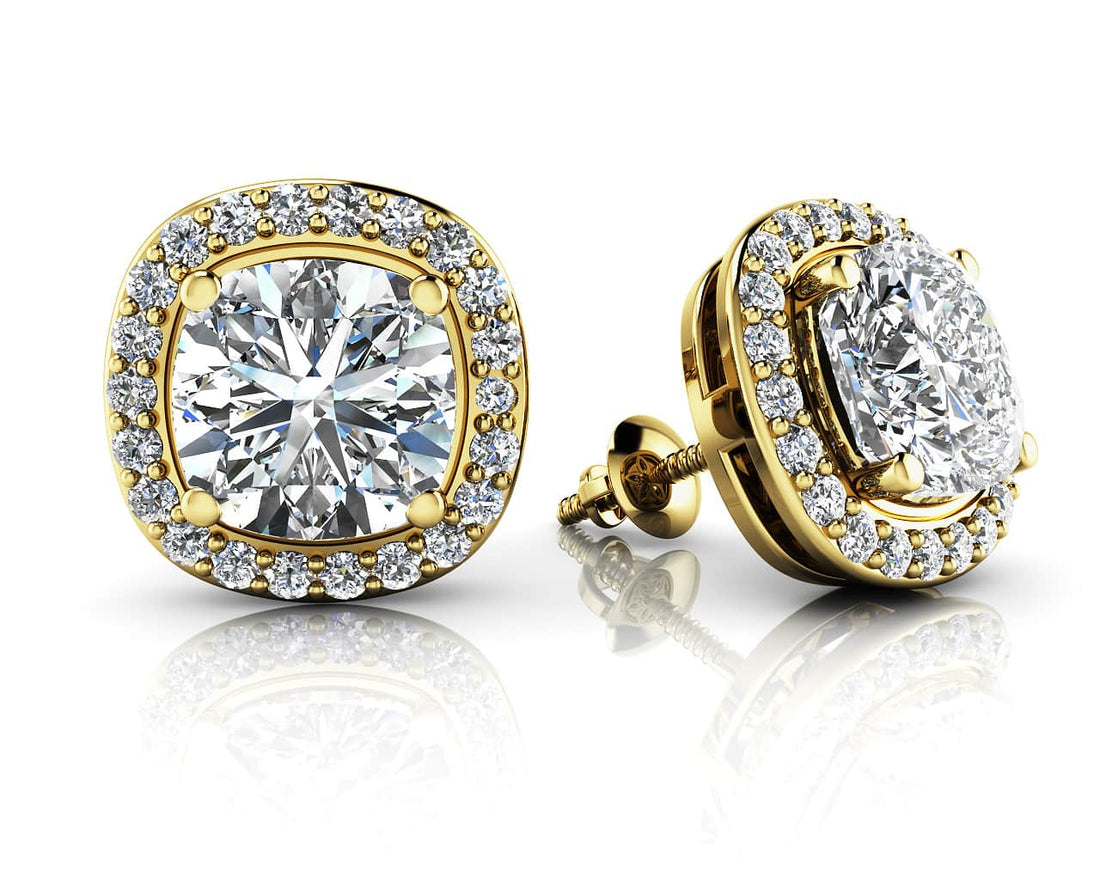 Ravishing Cushion Cut Diamond Studs Diamond  with 3.31 ct. (2X1.50 ct. center diamonds)