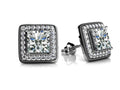 Milgrain Princess Cut Diamond Stud Earrings Diamond  with 1.00 ct. (2X0.40 ct. center diamonds)