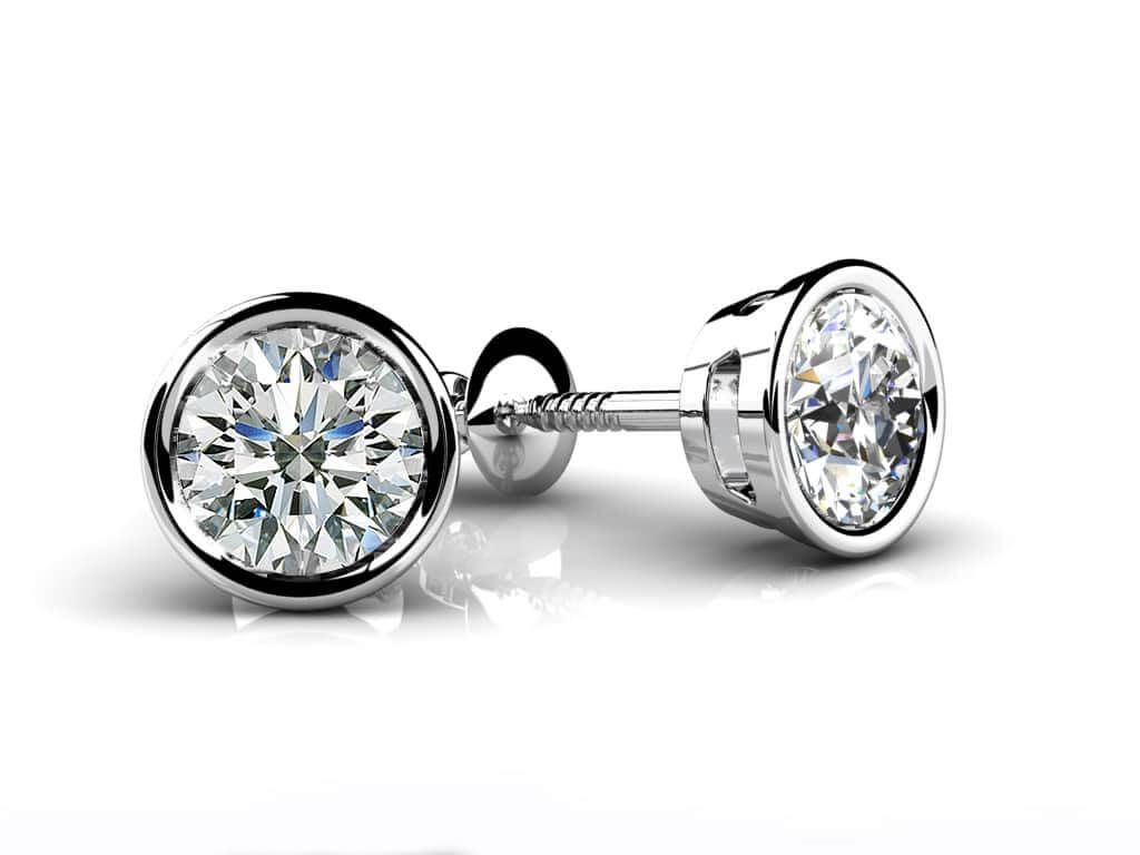 Bezel Set Round Diamond Stud Earrings Diamond  with 0.76 ct.(finished) 4.6mm