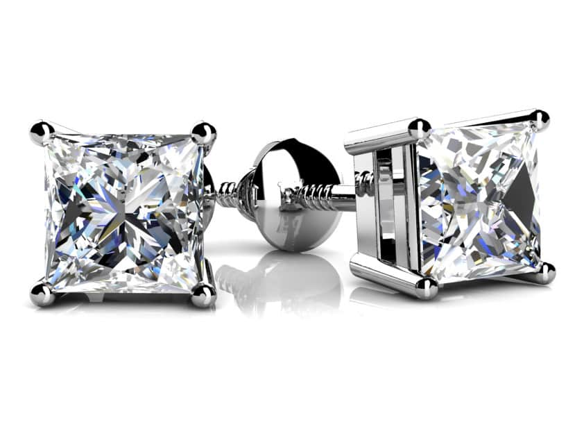 Princess Cut Diamond Stud Earrings Diamond  with 1.20 ct.(finished) 4.7mm