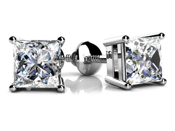 Princess Cut Diamond Stud Earrings Lab-Grown Diamond  with 4.00 ct.(finished) 7mm