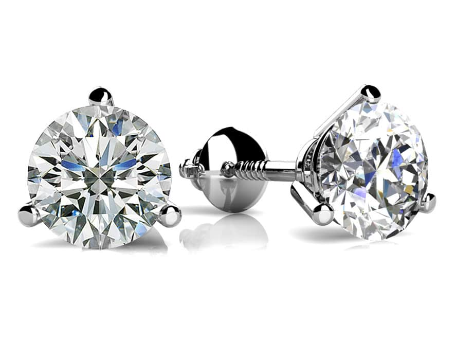 Classic Three Prong Diamond Studs Diamond  with 0.32 ct.(finished) 3.5mm