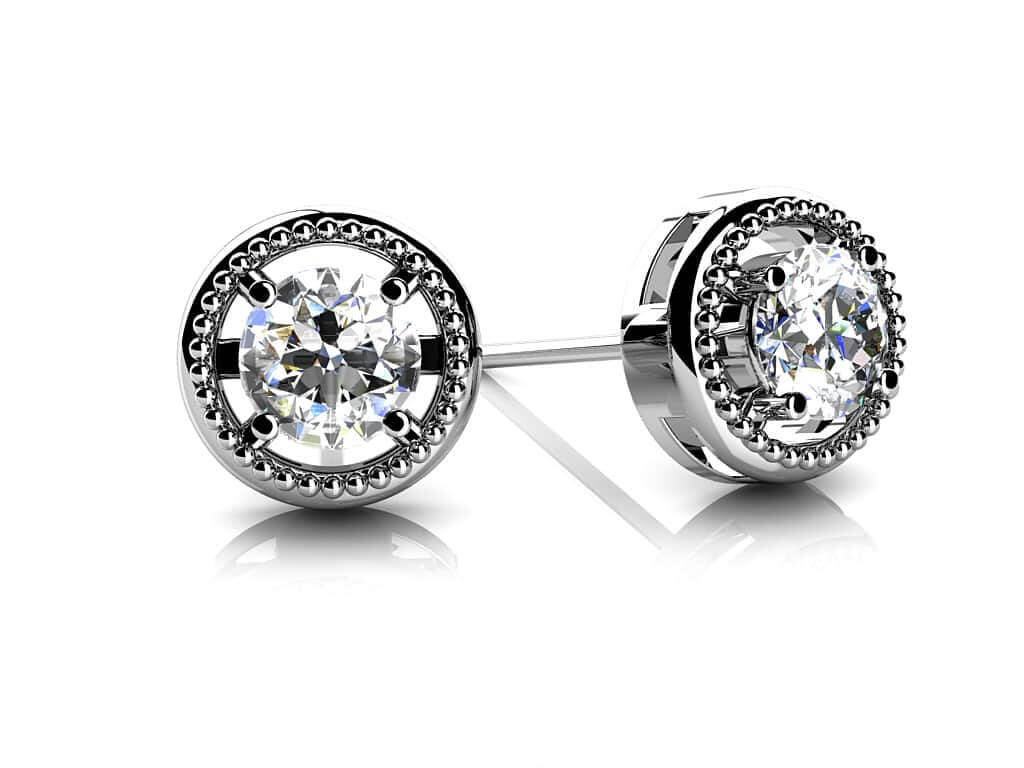 Circle Housed Diamond Stud Earrings Diamond  with 1.00 ct.(finished) 5mm