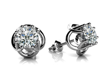 Petal Shaped Diamond Stud Earrings Diamond  with 1.50 ct.(finished) 5.7mm