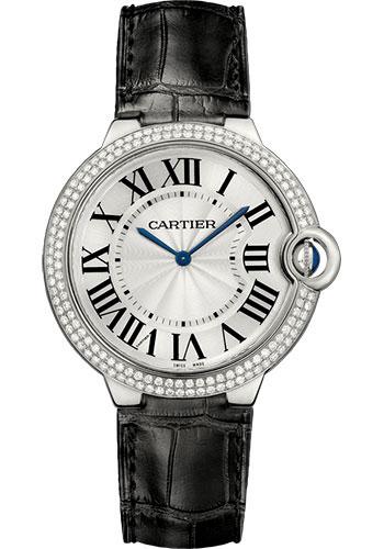 Cartier Ballon Bleu De Cartier Watch - 40 mm White Gold Diamond Case - Diamond Bezel - Black Alligator Strap - WE902056