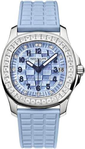 Patek Philippe Aquanaut Ladies White Gold Diamonds Set Blue Mother of Pearl Dial | 5072G-001