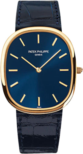 Patek Philippe Golden Ellipse 31.1 x 35.6mm Blue Index Yellow Gold Leather Manual | 3738/100J-012