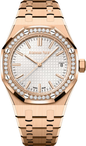 Audemars Piguet 37mm Royal Oak Rose Gold Diamond Bezel Silver Dial | 15551OR.ZZ.1356OR.04