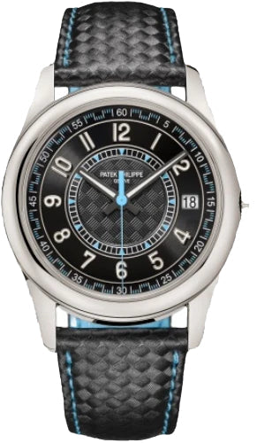 Patek Philippe Calatrava Date Sweep Seconds White Gold Black Carbon Motif Dial Sky Blue | 6007G-011