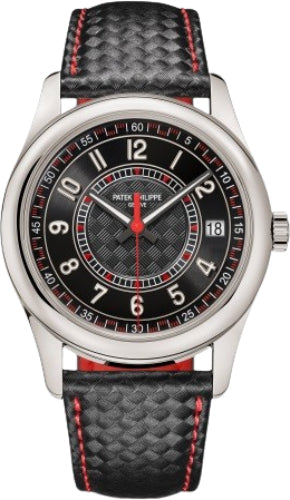 Patek Philippe Calatrava Date Sweep Seconds White Gold Black Carbon Motif Dial Red | 6007G-010