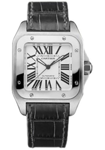 Cartier Santos 100 Watch - Medium Steel Case - Alligator Strap - W20106X8